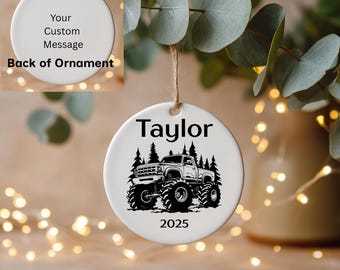 Monster Truck Christmas Ornament, Personalized Boy Gift