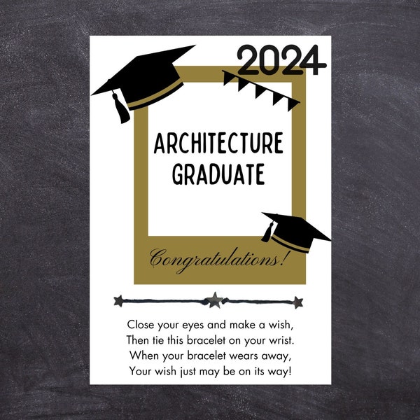 Architecture Graduate Gift, Graduation Card, Graduation Wish Bracelet, 2024 Graduation, Personalized Graduation, Bulk Graduation Gifts