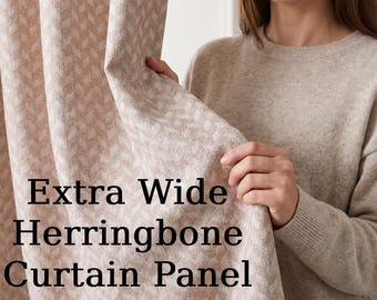 Op maat gemaakte visgraatgordijnen, zware champagnebeige gordijnen, raampaneel met textuur, wasbare extra brede woonkamergordijnen