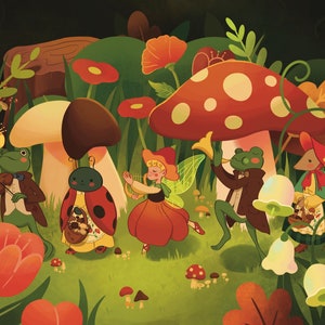 Carte postale défilé de champignons