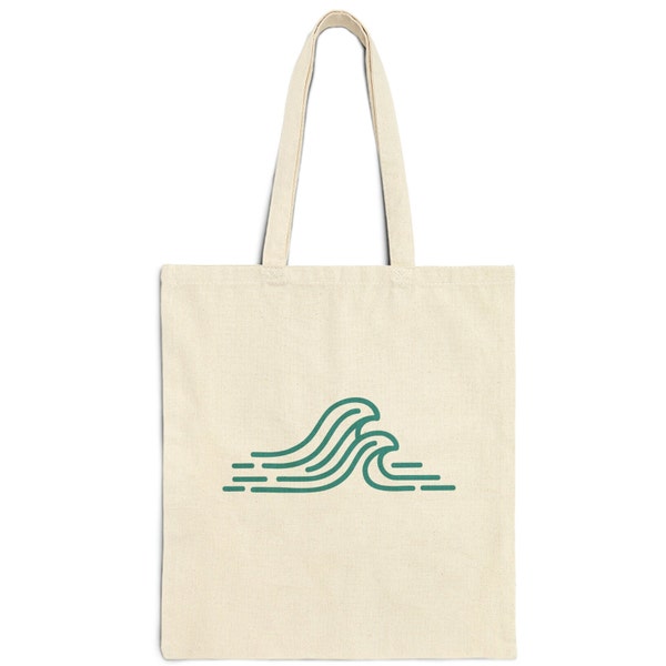 Surf Tote Bag, Beach Tote Bag, Ocean Waves Tote, Tote Bag Gift for Her, Beach Bag, Surf Shop - Natural color - Cotton Canvas Tote Bag