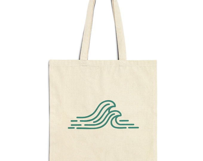 Surf Tote Bag, Beach Tote Bag, Ocean Waves Tote, Tote Bag Gift for Her, Beach Bag, Surf Shop - Natural color - Cotton Canvas Tote Bag