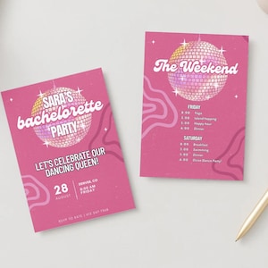 Invitation itinéraire week-end disco bachelorette dancing Queen Mamma Mia