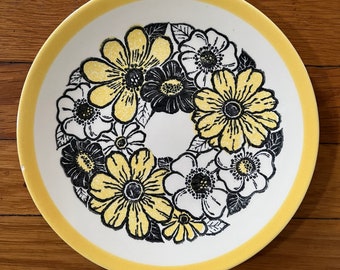 6 Mid-Century Blumen Kuchen- oder Salatteller