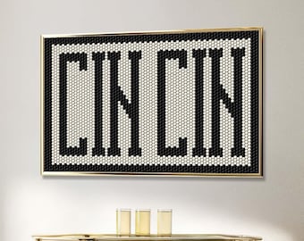 CIN CIN Art for Dining Room and Home Bar Cart Decor Italian Restaurant Sign Black White Hexagon Tile Cocktail Poster Wine Lover Hostess Gift