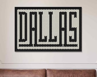 DALLAS Wall Art, Texas City Typography Poster, Hand Drawn Design, Modern Black Beige Canvas, Apartment Decor