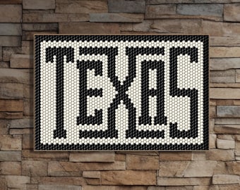Texas Poster State Artwork Typography Wall Art Hexagon Tile Print Western Ranch Coastal Cowgirl Southwestern Modern Farmhouse Southern Decor
