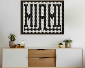 MIAMI Wall Art, Florida City Poster, Modern Typography Print, Neutral Beige Black Travel Art, Vacation Rental Decor
