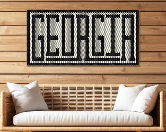 Georgia Wall Art, Show Your Southern State Pride, Hexagon Tile Typography Canvas for Living Room or Entryway