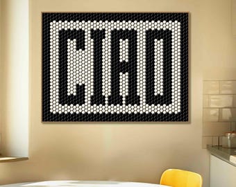 Ciao Wall Art Print, Italian Word Art Poster, Italy Theme Welcome Sign, Modern Typography Decor for Entryway, Kitchen, or Living Room