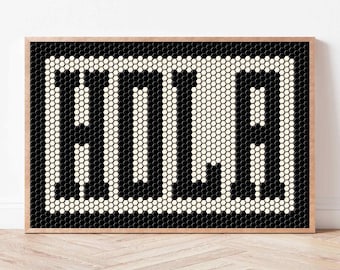 HOLA Wall Art Print, Spanish Welcome Sign, Typography Tile Decor for Entryway, Living Room or Farmhouse