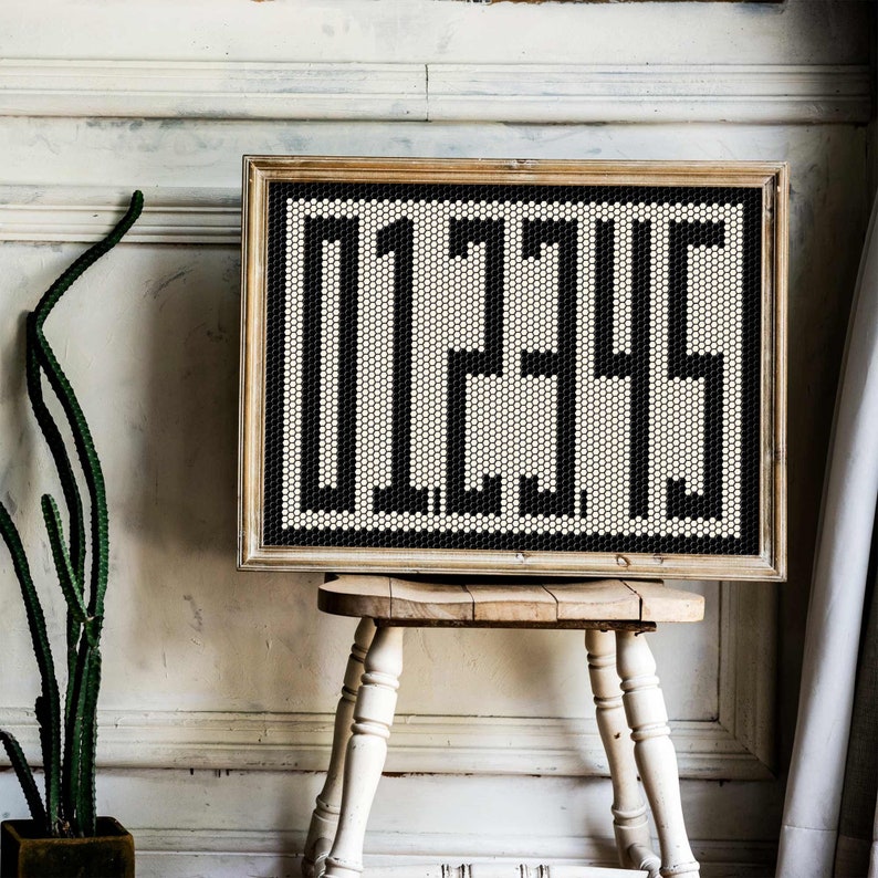 Custom Anniversary Date Sign Personalized Wedding Gift Signage Engagement Party Decor House Address Numbers Horizontal Modern Tile Art Print