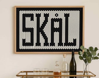SKAL Wall Art, Scandinavian Cheers Print, Nordic Toast Decor, Bar Cart Artwork, Dining Room Print, Kitchen Wine or Cocktail Lover Gift