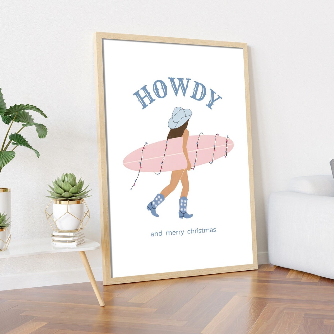 Coastal Cowgirl Howdy Aloha Surfer Girl Print Wall Art Western Etsy