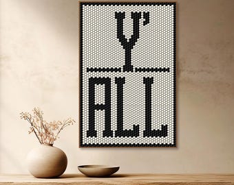 Y’all Wall Art, Western Typography Tile Print for Modern Farmhouse, Southern, Cowboy or Cowgirl Decor