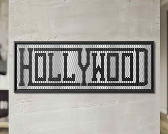 Hollywood Sign, Black and White Retro Wall Art, Vintage Los Angeles Framed Canvas, Movie Lover Gift