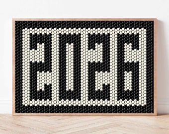 Personalized Birth Year Sign, Custom Anniversary Gift, Home Address Number Wall Art, Modern Hexagon Tile Print, Typography Entryway Poster