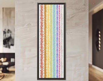 Lei Rainbow Hawaiian Wall Art, Vertical Tropical Flower Print, Hawaii Floral Decor for Nursery, Bedroom, Beach House