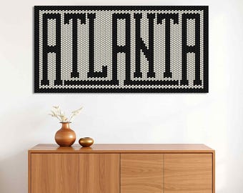 Atlanta Georgia Wall Art, Hexagon Tile Typography Print, Southern City Decor for Living Room or Entryway