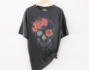 Skull Flower Graphic T-Shirt, Comfort Colors