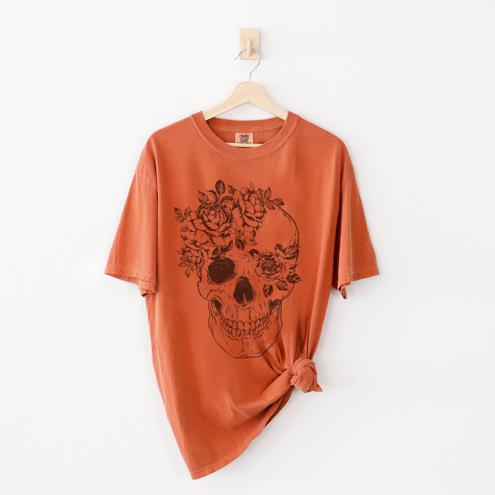 Colorful Flower Skull Bohemian Folk Style Gift T-Shirt