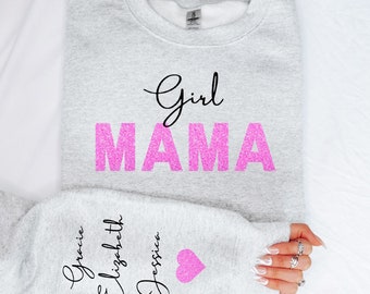 Girl Mama Sweatshirt, Personalized Girl Mom Sweatshirt, Retro Momma Sweater, Gift for Mom, Gift for Her, Mother's Day Gift