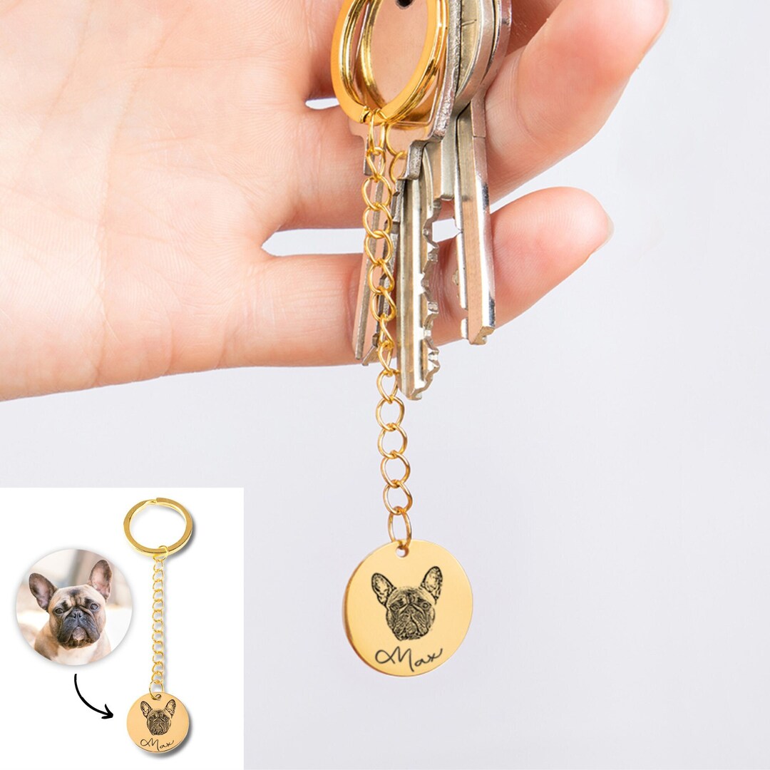 Pet Portrait Keychain Dog Keychain Custom Dog Mom Keychain Etsy