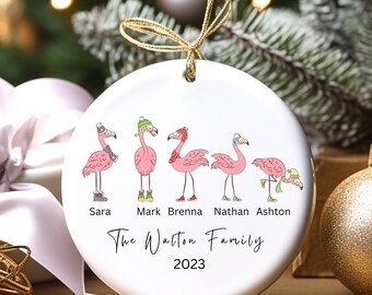 Flamingo Family Christmas, Flamingo Ornament, Personalized Family Ornament, Flamingo, Flamingo Ornament, Flamingo Gift, Christmas Flamingo