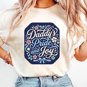 Maglietta "L'orgoglio e la gioia di papà" / Maglietta con scritta floreale per papà