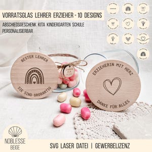 Pot de stockage de fichiers laser SVG - cadeau pour les enseignants, les éducateurs, les soignants, cadeau d'adieu École maternelle KITA, ensemble avec licence commerciale