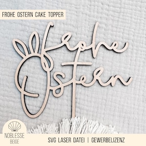 File laser SVG Pasqua - Cake Topper Buona Pasqua con orecchie da coniglio, cake topper tappo per torta tappo per fiori tappo decorativo, + licenza commerciale
