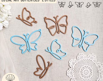 STL + 3MF 3D printing file butterflies - Bundle Line Art Butterfly + butterfly pendant, spring decoration, summer decoration, commercial license