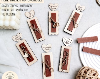 SVG Laserdatei Schokoriegel Halter mit Herz - Mitbringsel Gastgeschenk Kleinigkeit für diverse kurze Schokolade Riegel, Bundle Gewerbelizenz