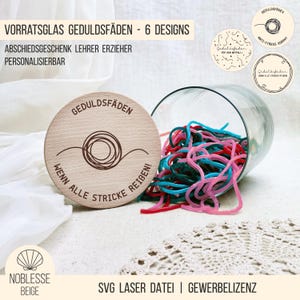 Pot de stockage de fichiers laser SVG - fils de patience, cadeau d'adieu enseignant éducateur, adieu école maternelle KITA, 6 modèles, + licence commerciale