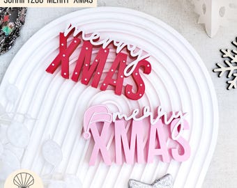 Fichier d'impression 3D STL + 3MF Noël - Inscription « Joyeux Noël » - avec ou sans bonnet de Père Noël, support, texte. 6 modèles, licence commerciale incluse.