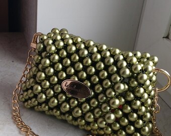 Luxus Tasche Perlentasche handgemacht handtasche pearls