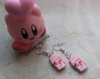 Sweet strawberry milk earrings, handmade with love