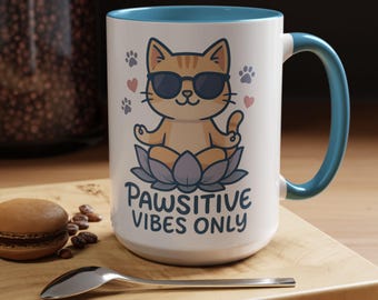 Zen Cat Coffee Mug: Pawsetive Vibes, Cat Lover Gift
