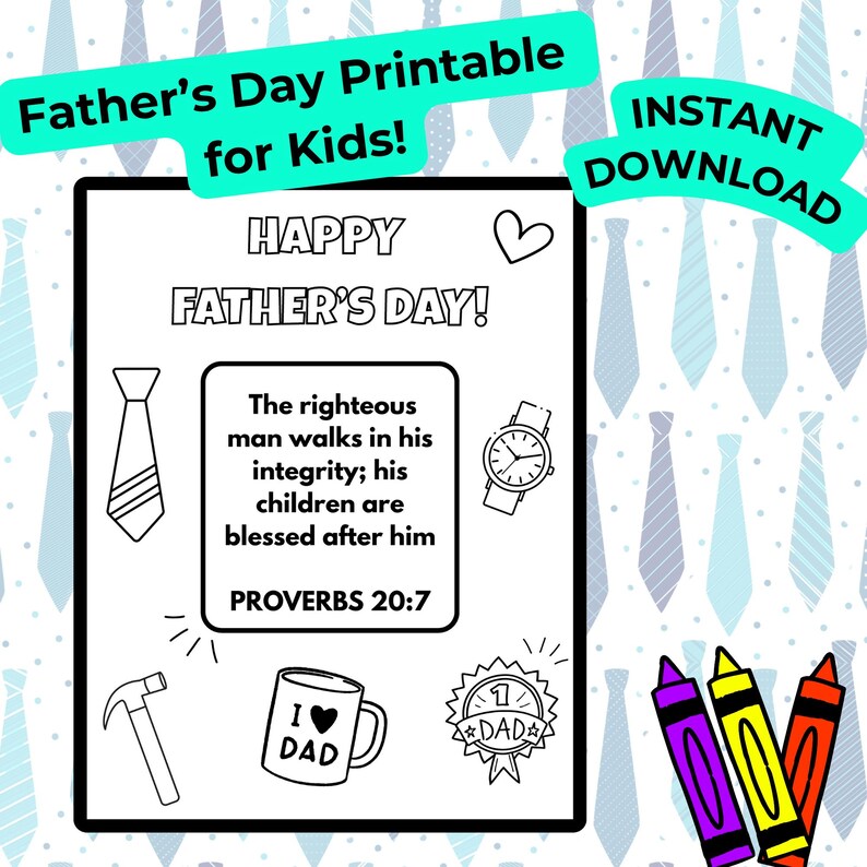 Father’s Day Coloring Page for Kids – Bible Verse Printable – Church ...