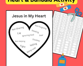 Jesus in My Heart Printable – Heart and Bandaid Activity for Kids Sunday School