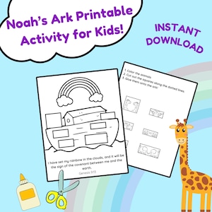 Noah’s Ark Printable Activity for Kids – Bible Craft, Cut and Paste, Sunday School PDF