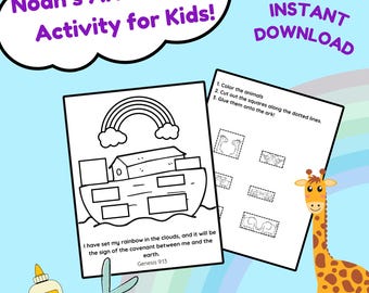 Noah’s Ark Printable Activity for Kids – Bible Craft, Cut and Paste, Sunday School PDF
