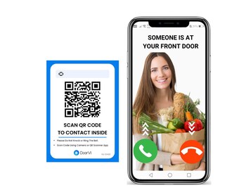 Sonnette vidéo intelligente DoorVi alimentée par la technologie QR Code | Appel vidéo instantané d'un visiteur sur smartphone | Technologie QR Scannable | Conversation bidirectionnelle