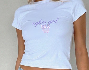 Copy of Cybercore Shirt, Cyber y2K, Cybercore Baby Tee, y2k Clothes, Cybergirl Era, Coquette Cybercore Shirt Downtown Girl Grunge Baby tee