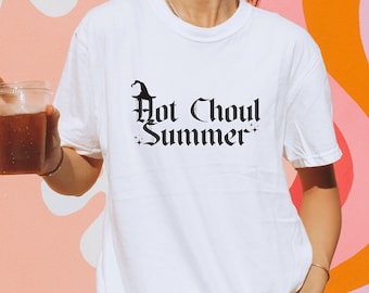 Hot Ghoul Summer Shirt, Comfort Colors Spooky Summer Vibes Summerween Hot Witch Shirt Vacation Shirt Scary Movie Lover Girly Halloween
