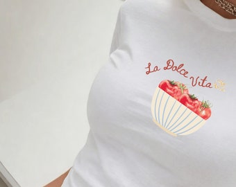 La Dolce Vita Baby Tee, Italy Shirt, Tomato Girl Summer Shirt, Ciao Bella, Italian Summer Baby Tee, Coastal Granddaughter Tomato Baby Tee