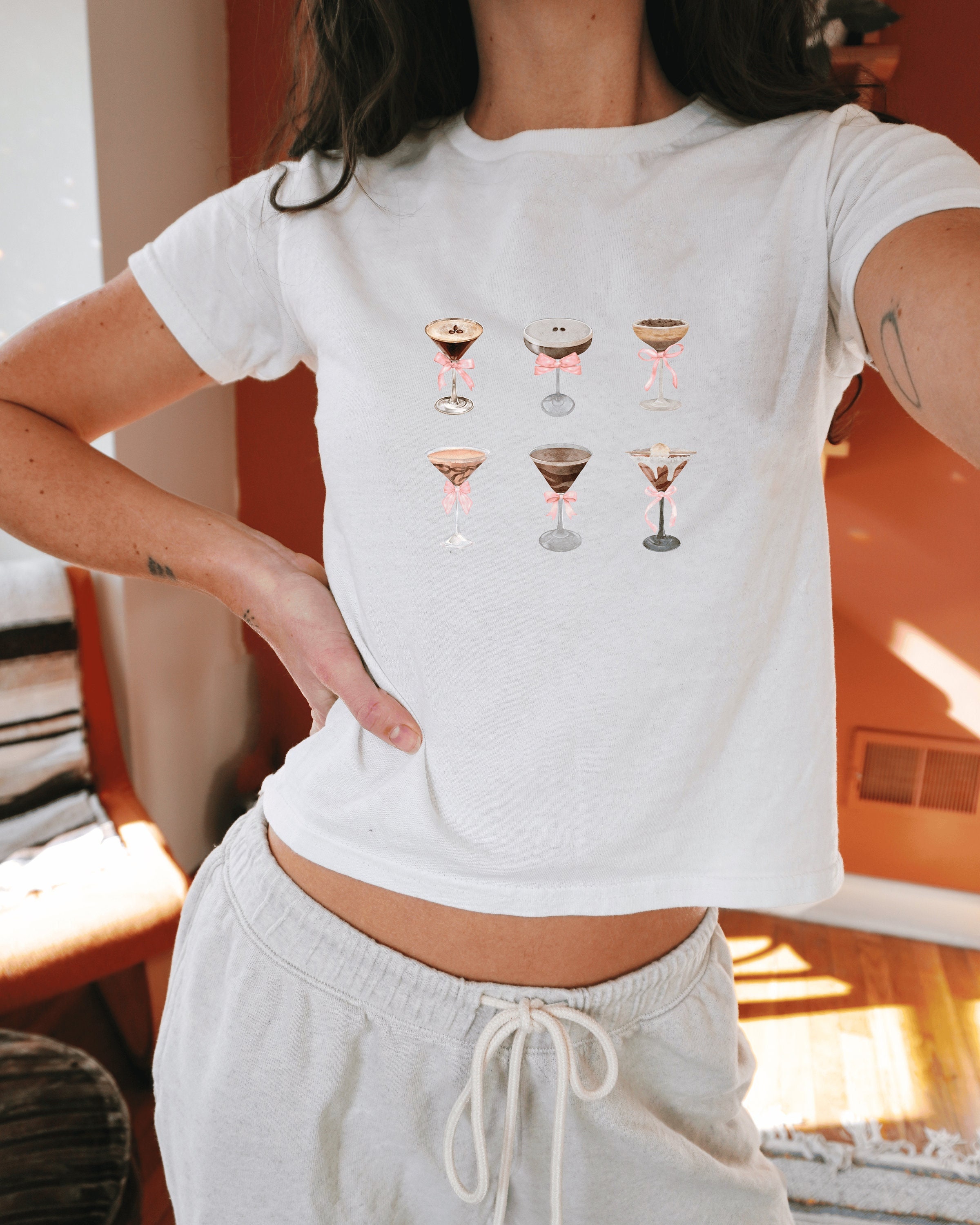 Espresso Martini Y2K Baby Tee Espresso Martini Gifts Gen Z Shirt Old Money Aesthetic Downtown Girl Coquette Dirty Martini Summer Crop Top