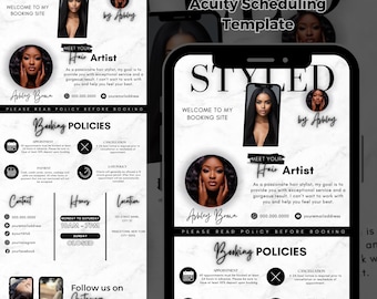 Acuity Scheduling Template Hair Stylist, Acuity Scheduling Template, Hairstylist Booking Site, Luxury Hair Website, DIY Hair Banner, White