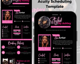 DIY Acuity Scheduling Template, Hair Stylist Acuity Scheduling Template, Hairstylist Branding Booking Site Hair Website Canva Template Pink