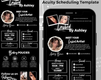 Acuity Scheduling Template Lash Tech, Black and White Acuity Website for Lash Tech Branding, DIY Lashes Acuity Booking Site, Canva Templates